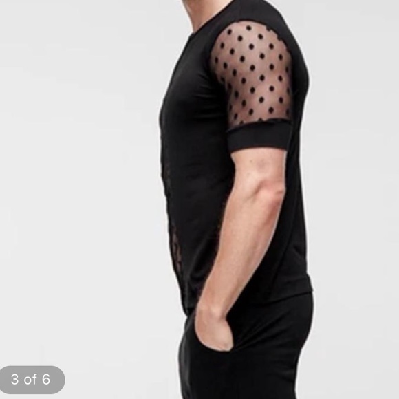 ☘️ INCERUN men’s sexy mesh polka dot tee - Picture 3 of 8